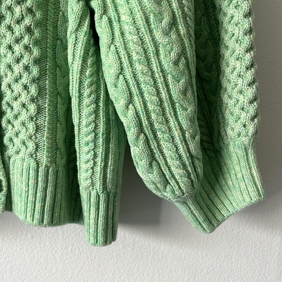 Sea New York Ebba‎ Puff Sleeve Sweater Cable Knit Back Buttons Green size medium - Picture 12 of 15